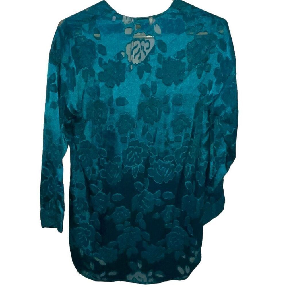 Victoria’s Secret Dark Green‎ Floral Partial Sheer Pajama Top - Size XS - Picture 2 of 7